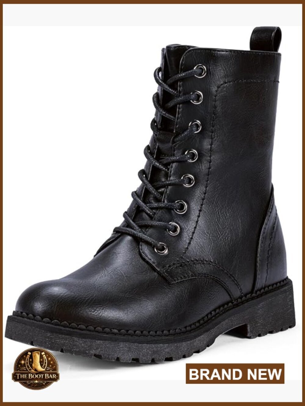 Combat Ankle Booties with Inner Zipper Lace Up Non-Slip Sole